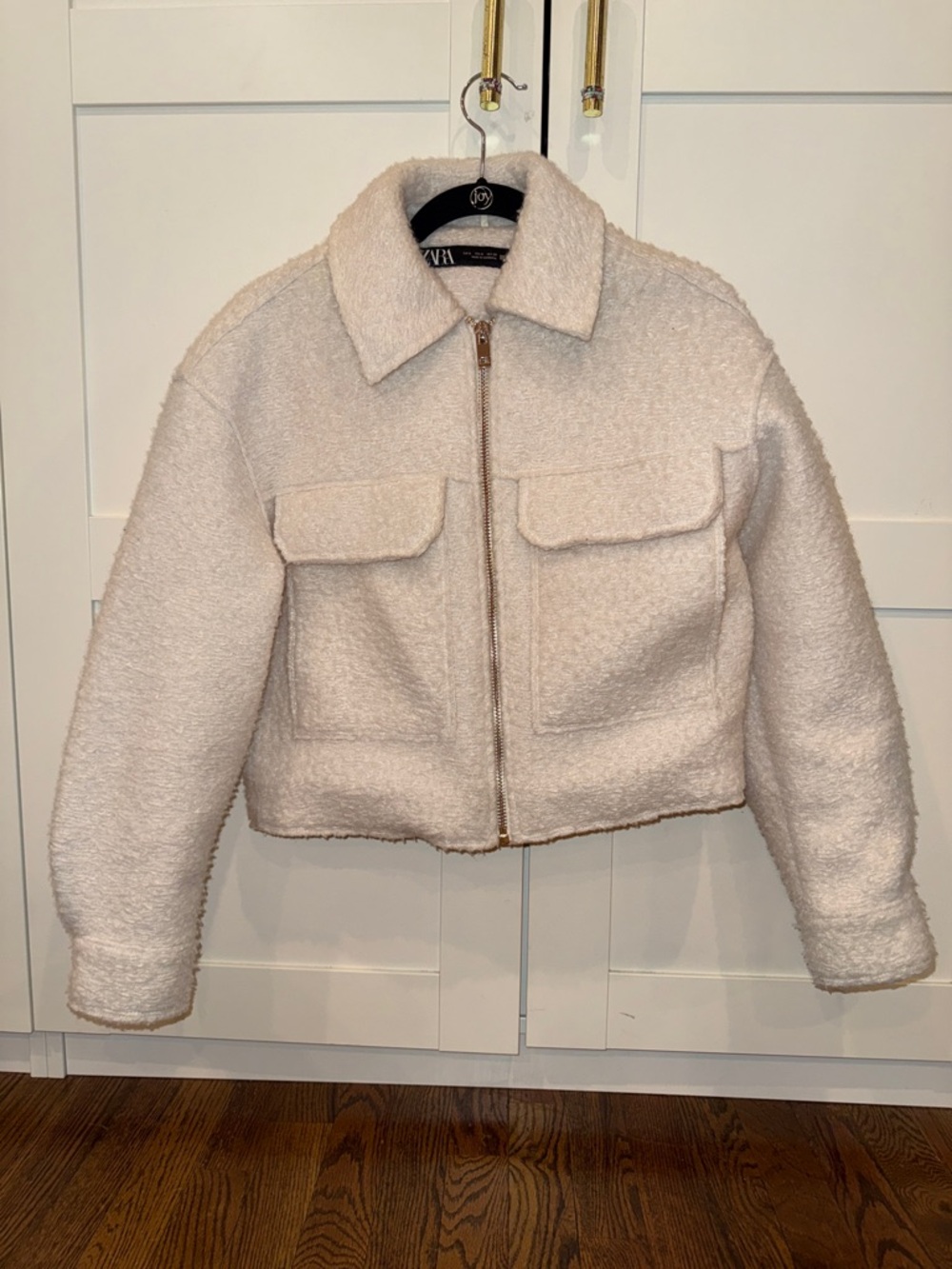 Zara Cream Teddy Bouclé Zip Jacket